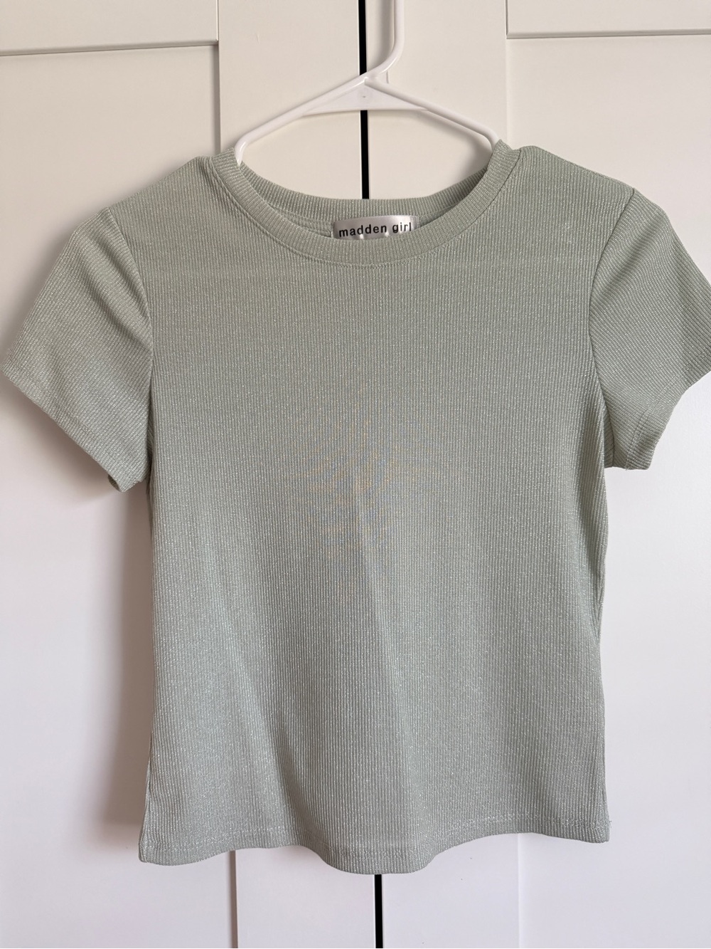 Madden Girl Sage Ribbed Short Sleeve Crew Tee